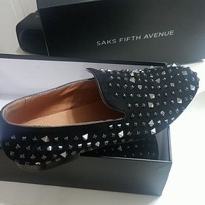 Black silver studded loafers
